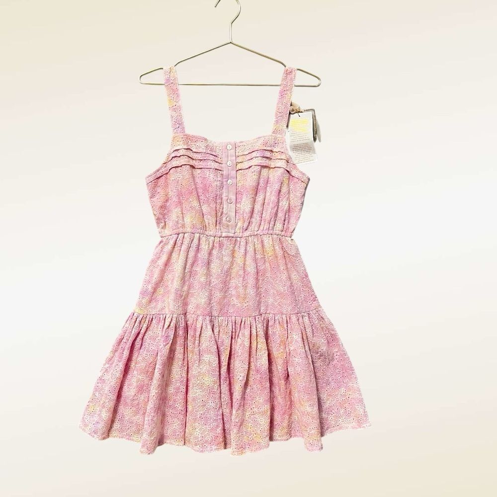 Sundress Marta Eyelet Tiered Dress NWT Size Medium Pink Coquette Cottagecore